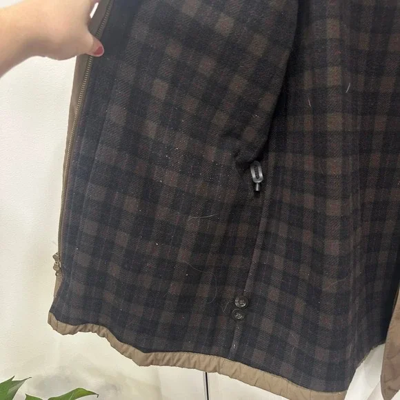 LL Bean Chore Jacket Large Tall Flannel Lined Wool Cashmere Barn Coat Outerwear - Picture 7 of 10